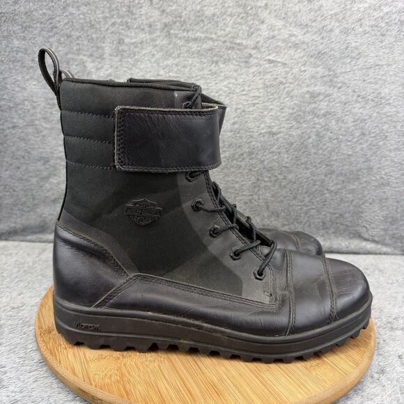 Harley-Davidson Boots Mens Size 9.5 Black Leather Biker Zip Strap D93762 main image 5